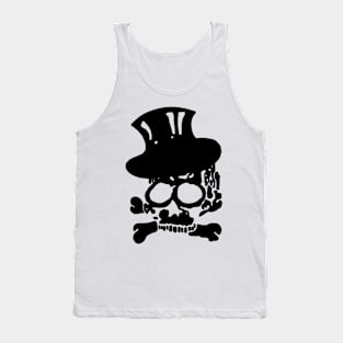 Heavy Metal Black Skull with Crossbones and Top Hat Tank Top